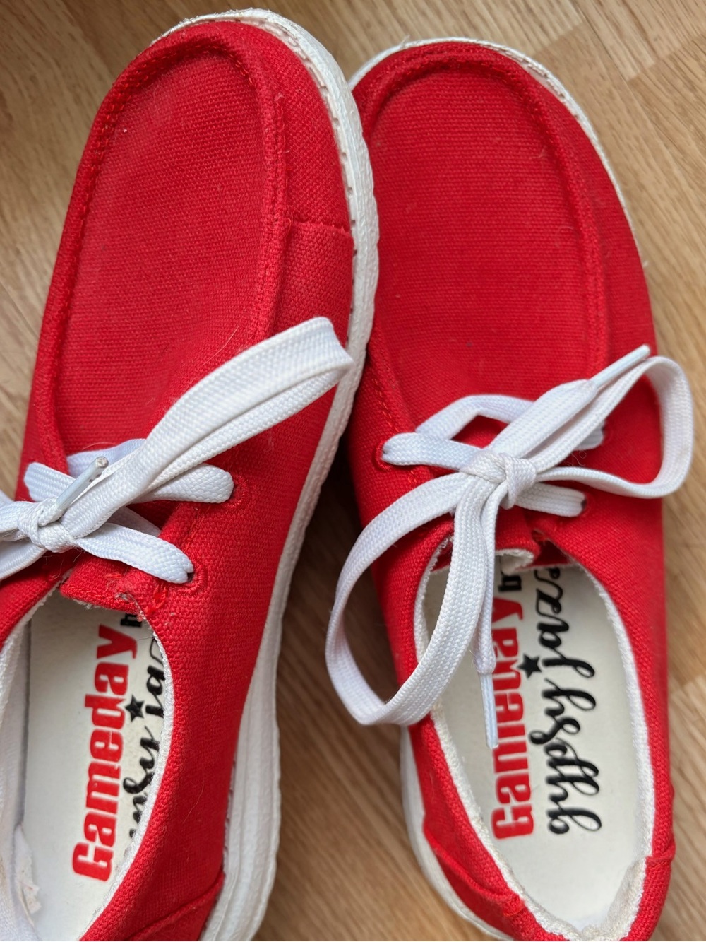 Gameday Red Canvas Gypsy jazz Lace-Up Sneakers. Size 6.5. Worn once